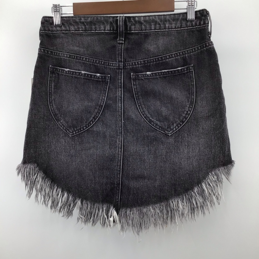 Free People Maverick Charcoal Asymmetrical Denim Skirt - Picture 3 of 9